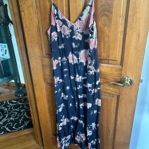 LACAUSA Blue and Pink Spaghetti Strap Maxi Dress for Weddings